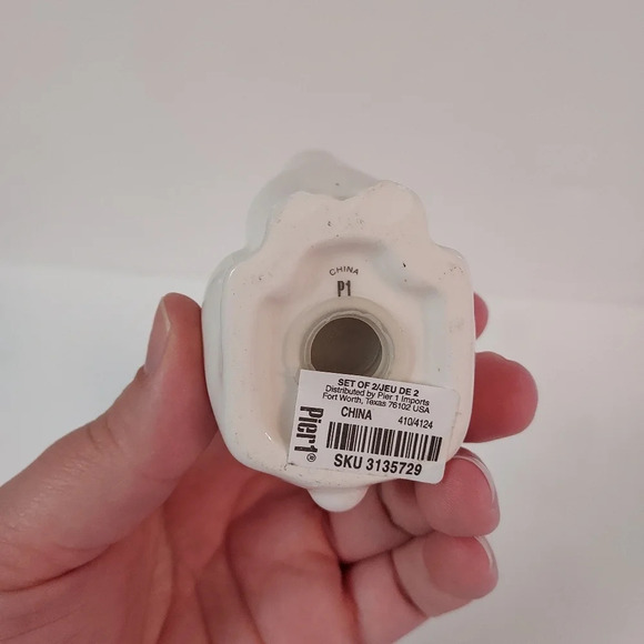 Pier 1 Set of 2 Ceramic Rabbit Salt and Pepper Shakers White and Gold Detail - Picture 7 of 11